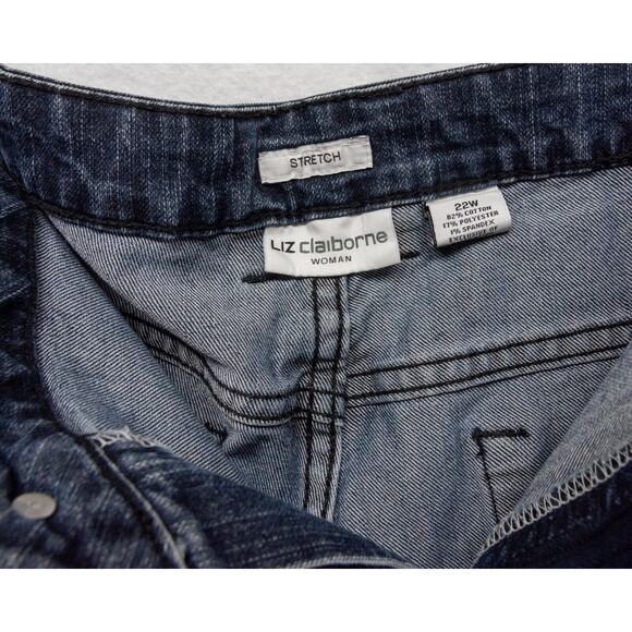 LIZ CLAIBORNE Women's Plus Size 22 Dark Wash Bootcut Stretch Denim Blue Jeans - Picture 4 of 4